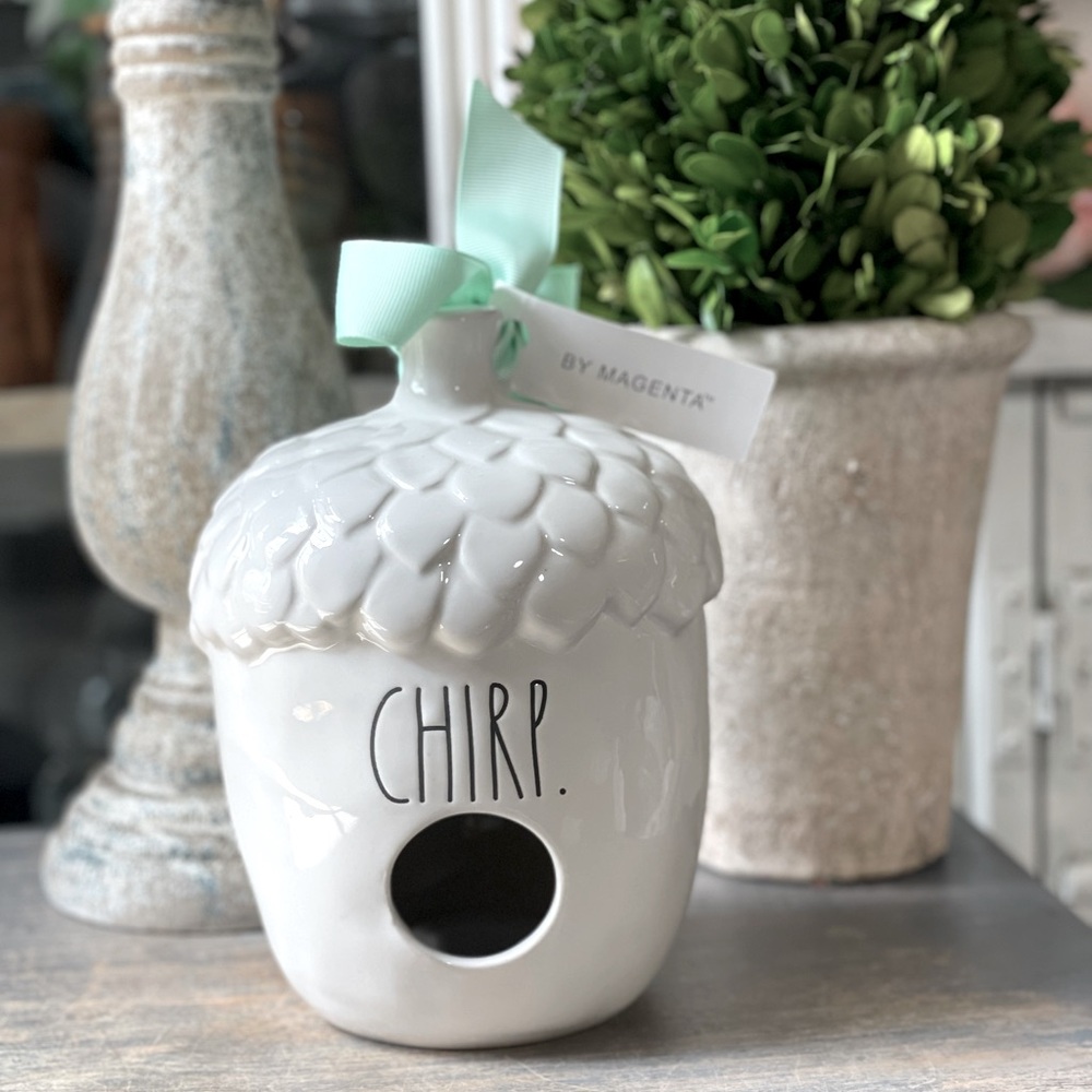 Rae Dunn chirp white ceramic birdhouse nwt farmhouse cottage french country